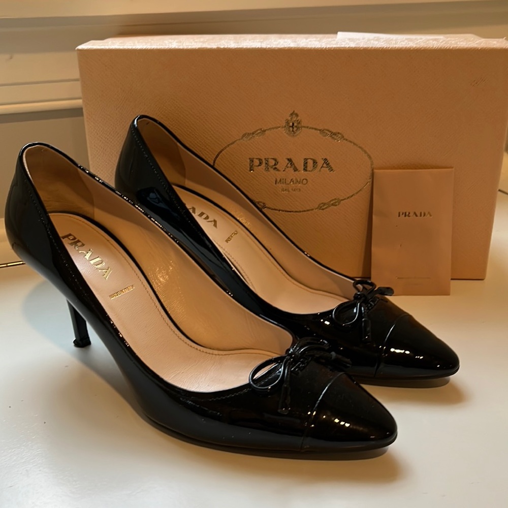 Prada black patent heels 39 1/2